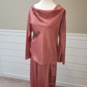 1976  One of a kind Dancing Rose colored pants and top ensemble